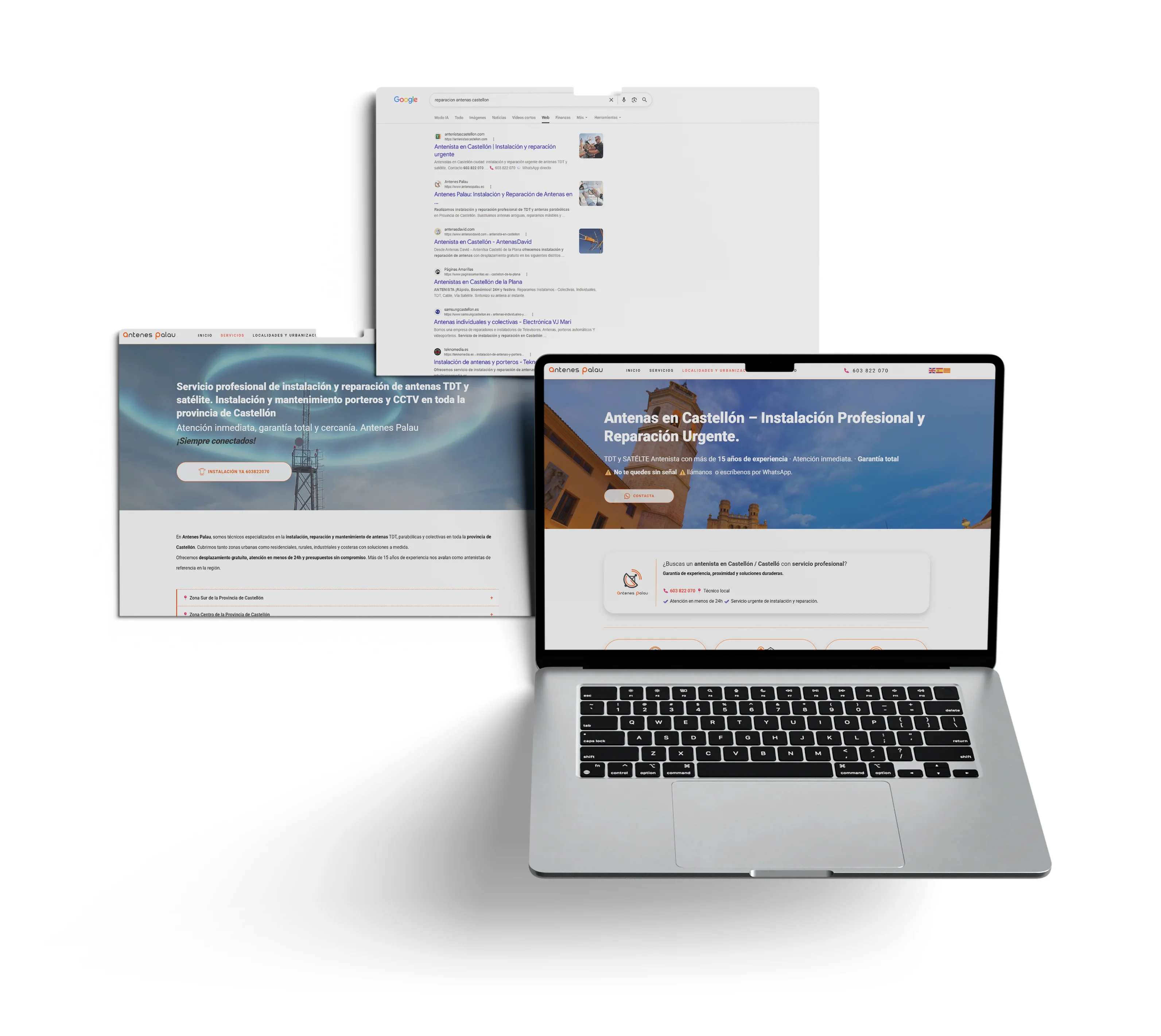 Mockup del proyecto web de Antenas Palau.