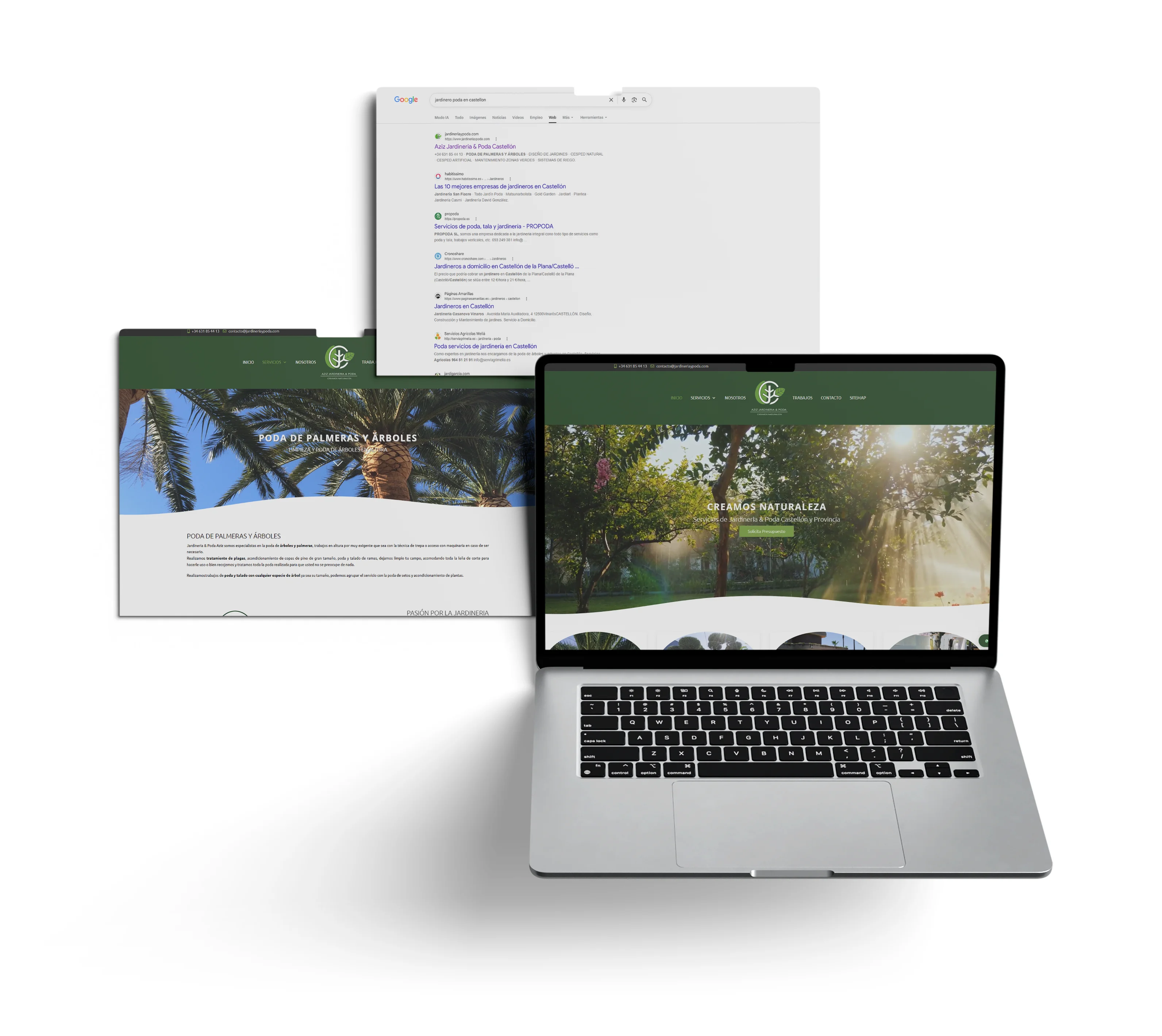 Mockup del proyecto web de Aziz Jardinería y Poda.